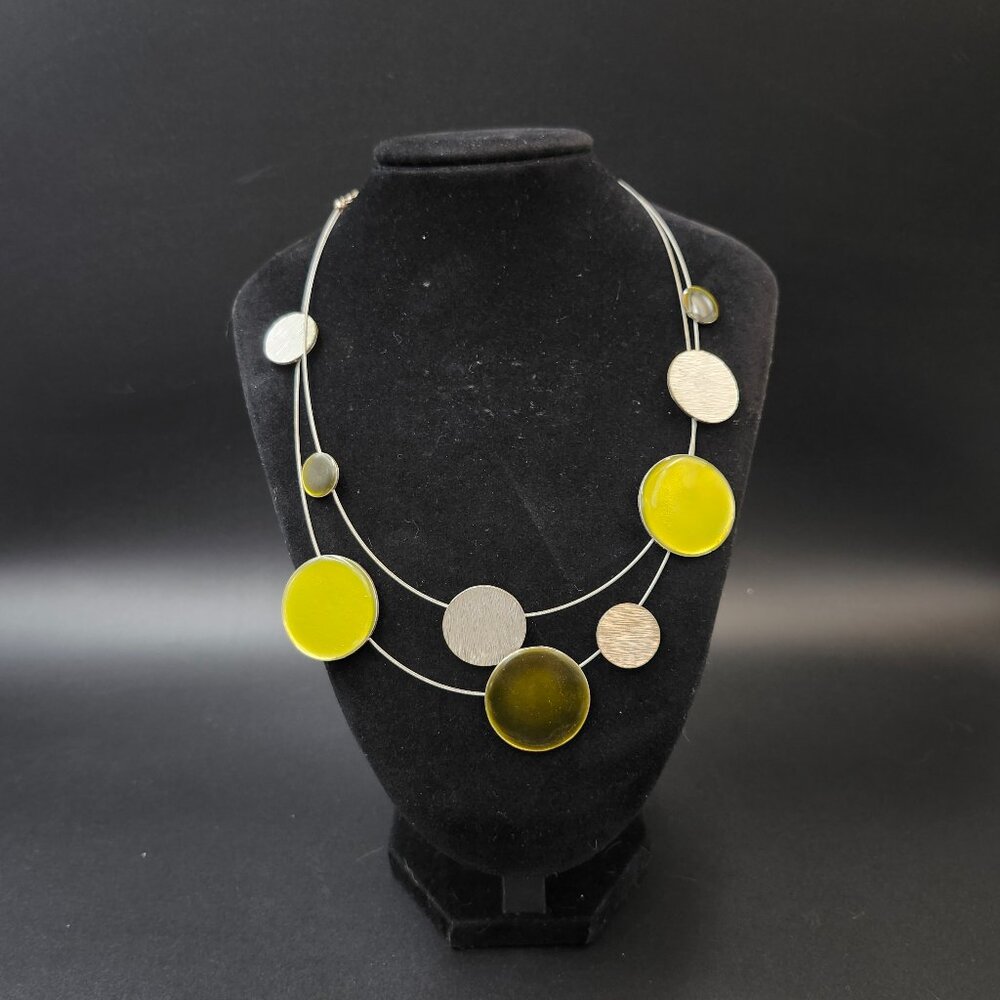 Ikita Paris Geometric Metal & Enamel Two String Necklace